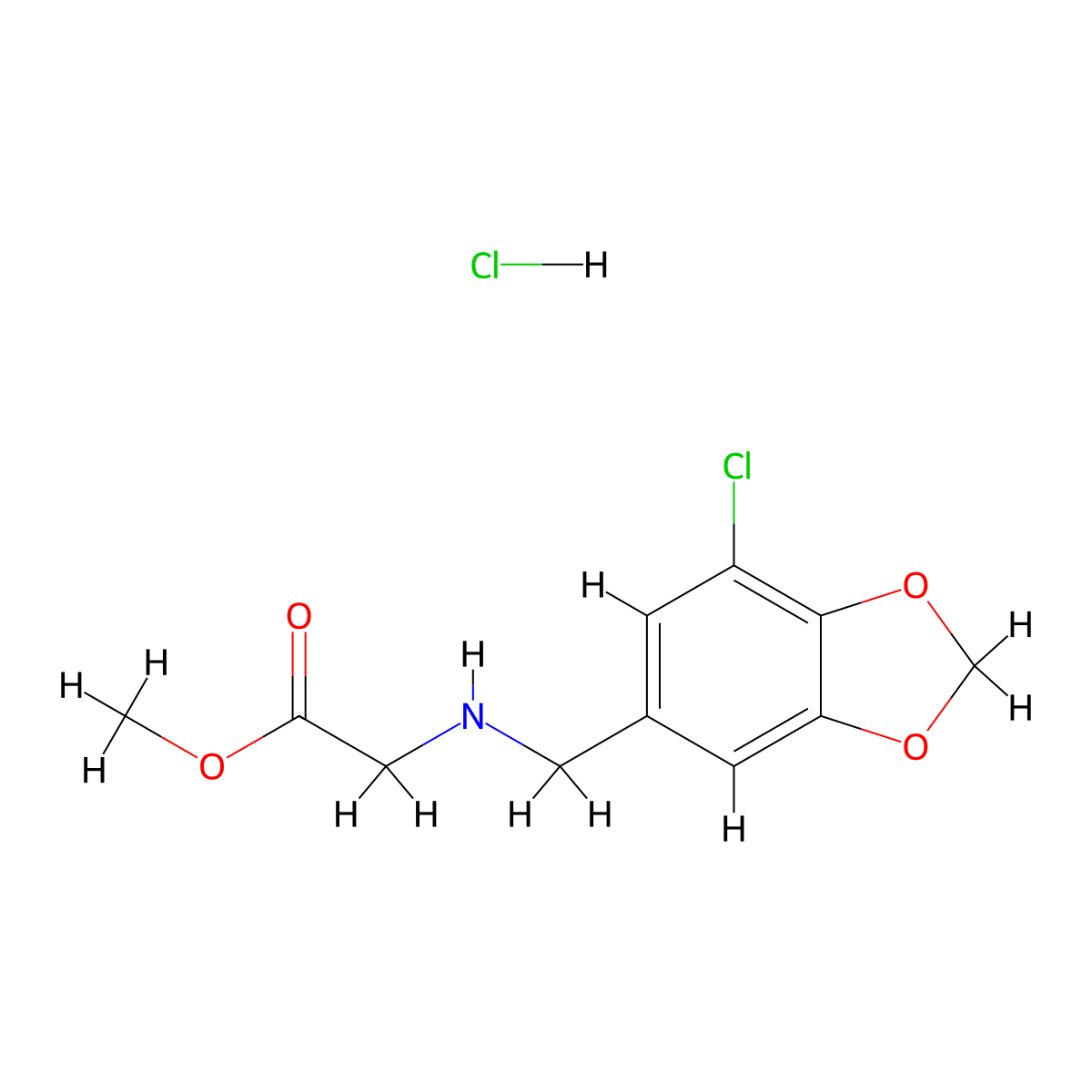 methyl 2-{[(7-chloro-2H-1,3-benzodioxol-5-yl)methyl]amino}acetate hydrochloride molecular structure, CAS 1384427-87-5