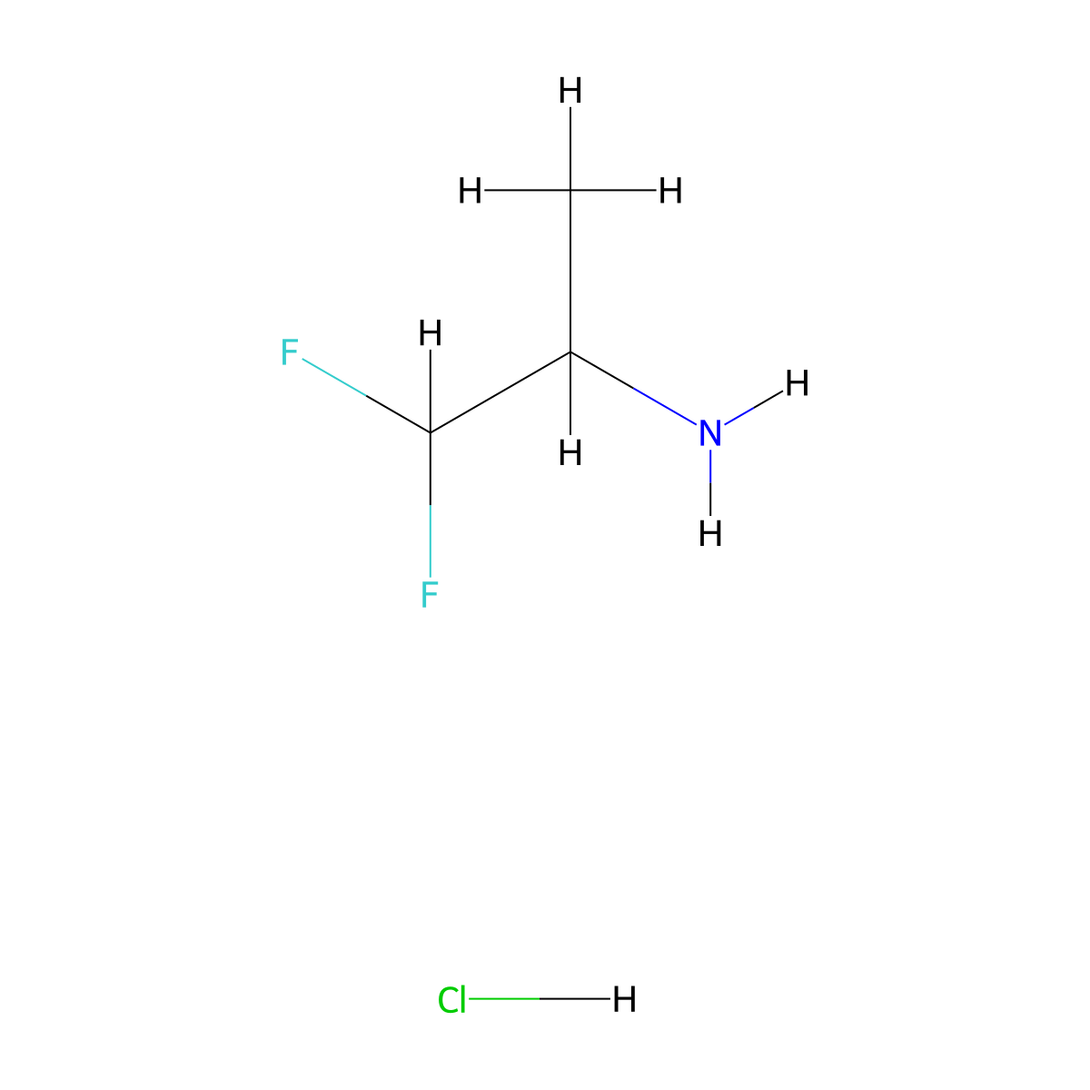 1,1-Difluoropropan-2-amine hydrochloride molecular structure, CAS 1384427-90-0