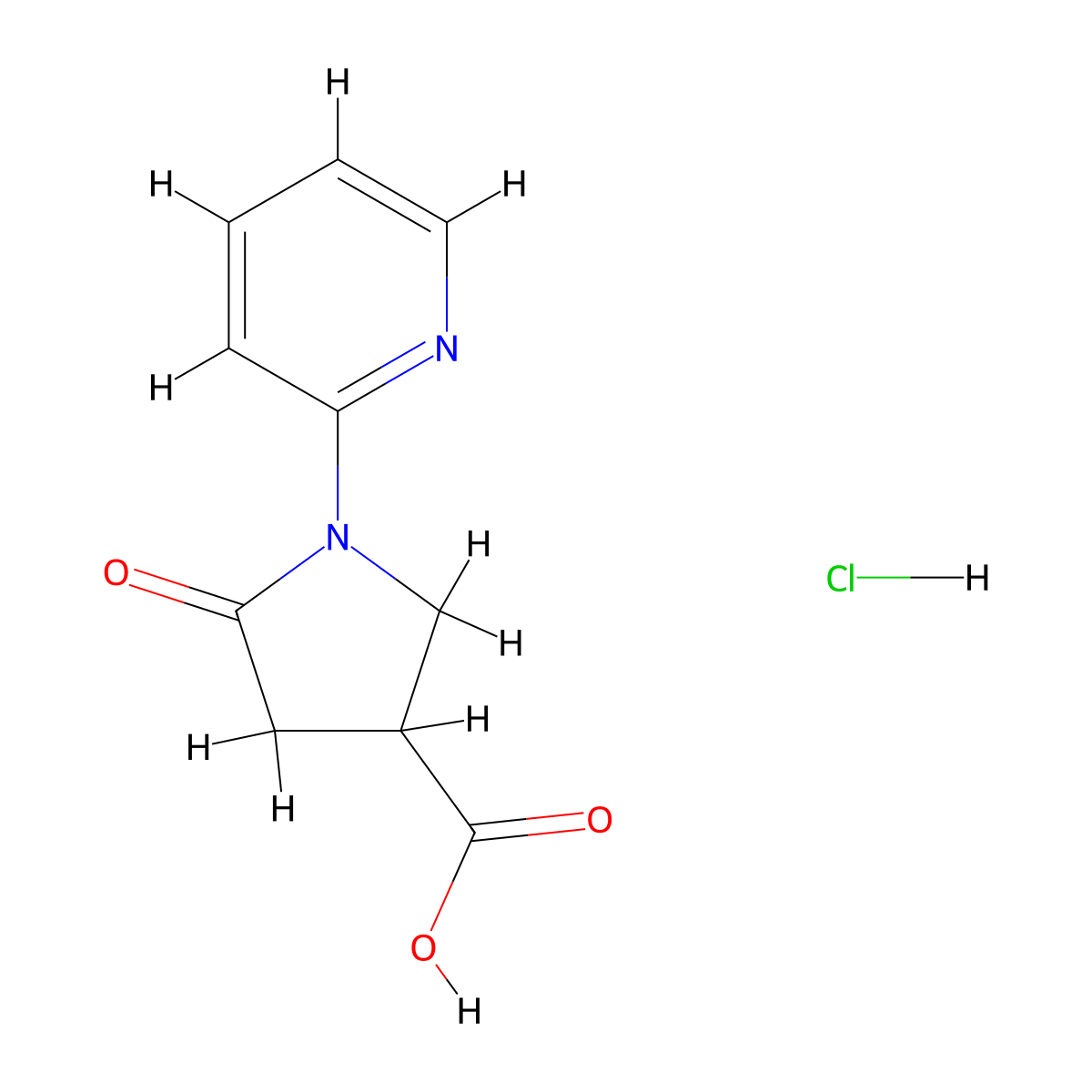 5-Oxo-1-(pyridin-2-yl)pyrrolidine-3-carboxylic acid hydrochloride molecular structure, CAS 1384427-91-1