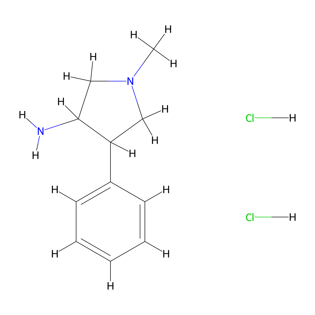 1-Methyl-4-phenylpyrrolidin-3-amine dihydrochloride molecular structure, CAS 1384427-98-8