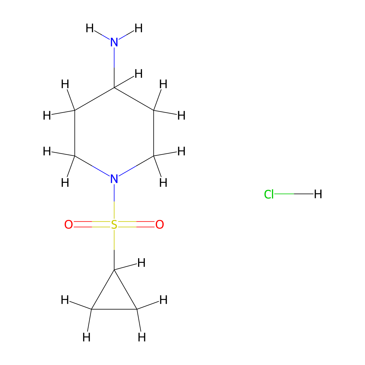1-(Cyclopropylsulfonyl)piperidin-4-amine hydrochloride molecular structure, CAS 1384428-03-8