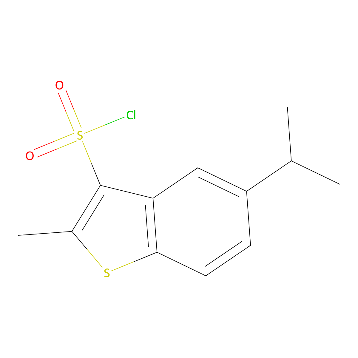 2-Methyl-5-(propan-2-yl)-1-benzothiophene-3-sulfonyl chloride molecular structure, CAS 1384428-16-3