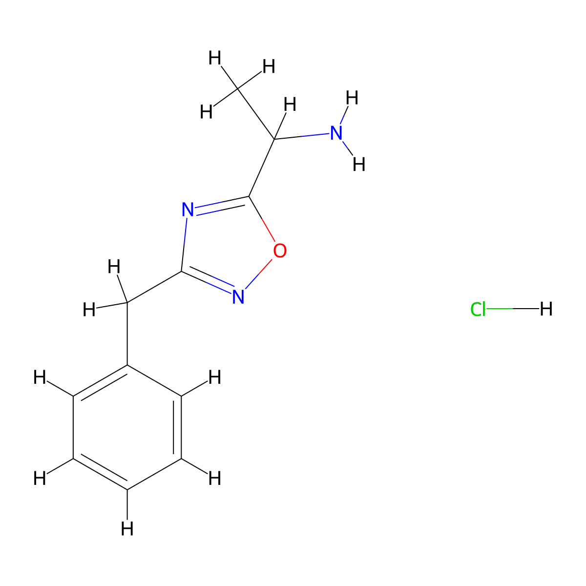 1-(3-Benzyl-1,2,4-oxadiazol-5-yl)ethan-1-amine hydrochloride molecular structure, CAS 1384428-19-6