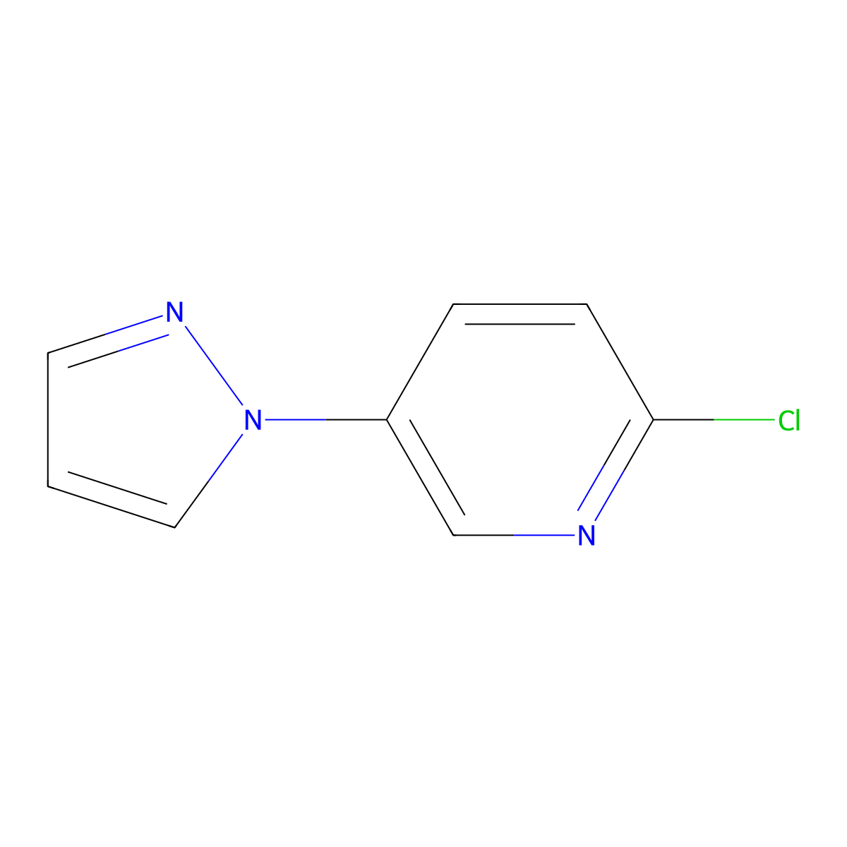 2-chloro-5-(1H-pyrazol-1-yl)pyridine molecular structure, CAS 1384428-25-4