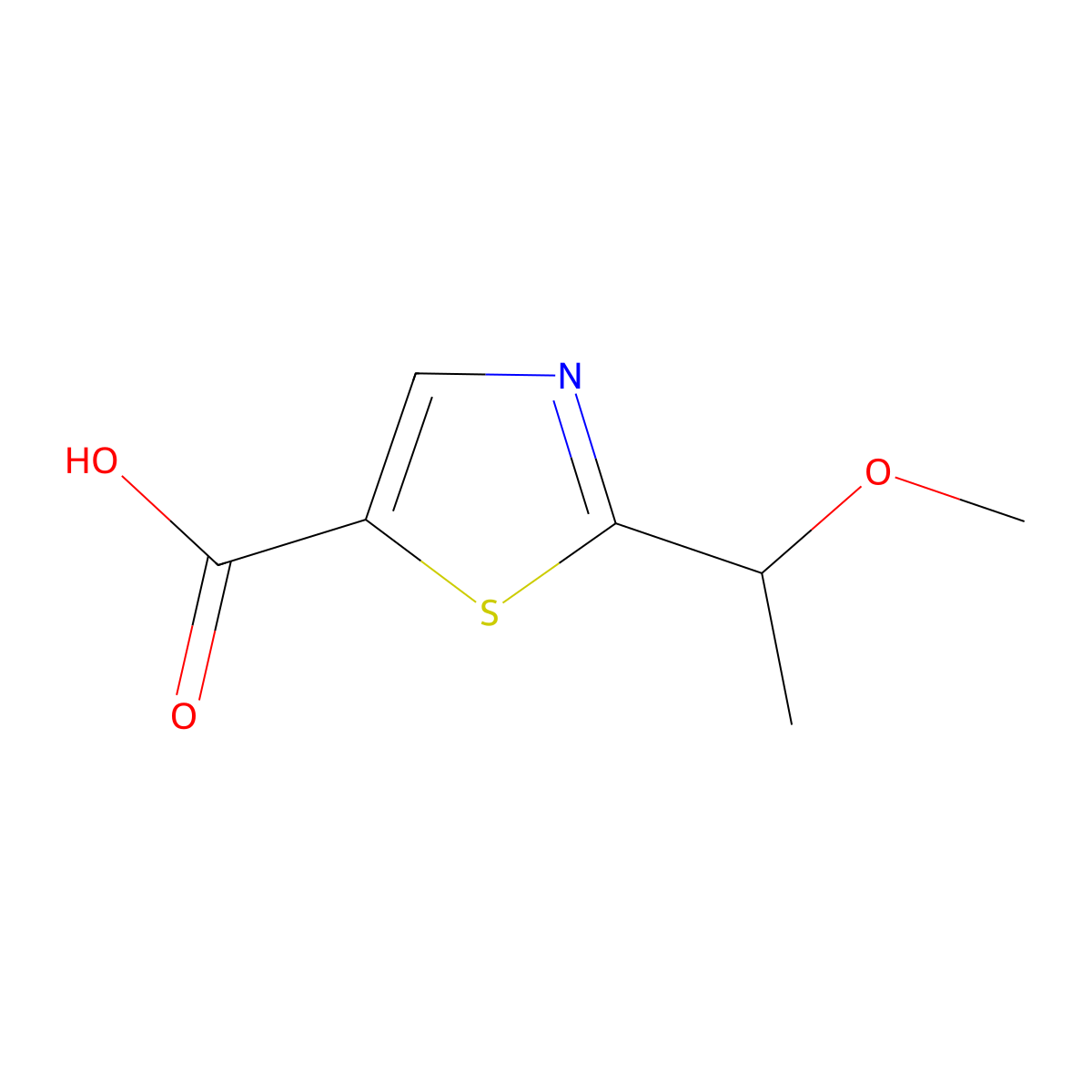 2-(1-Methoxyethyl)-1,3-thiazole-5-carboxylic acid molecular structure, CAS 1384428-28-7