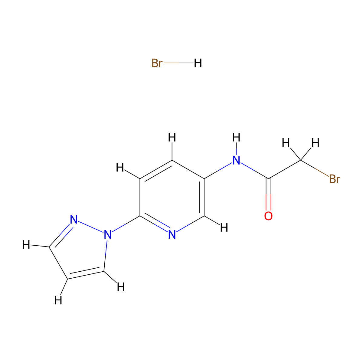 2-bromo-N-[6-(1H-pyrazol-1-yl)pyridin-3-yl]acetamide hydrobromide molecular structure, CAS 1384428-31-2