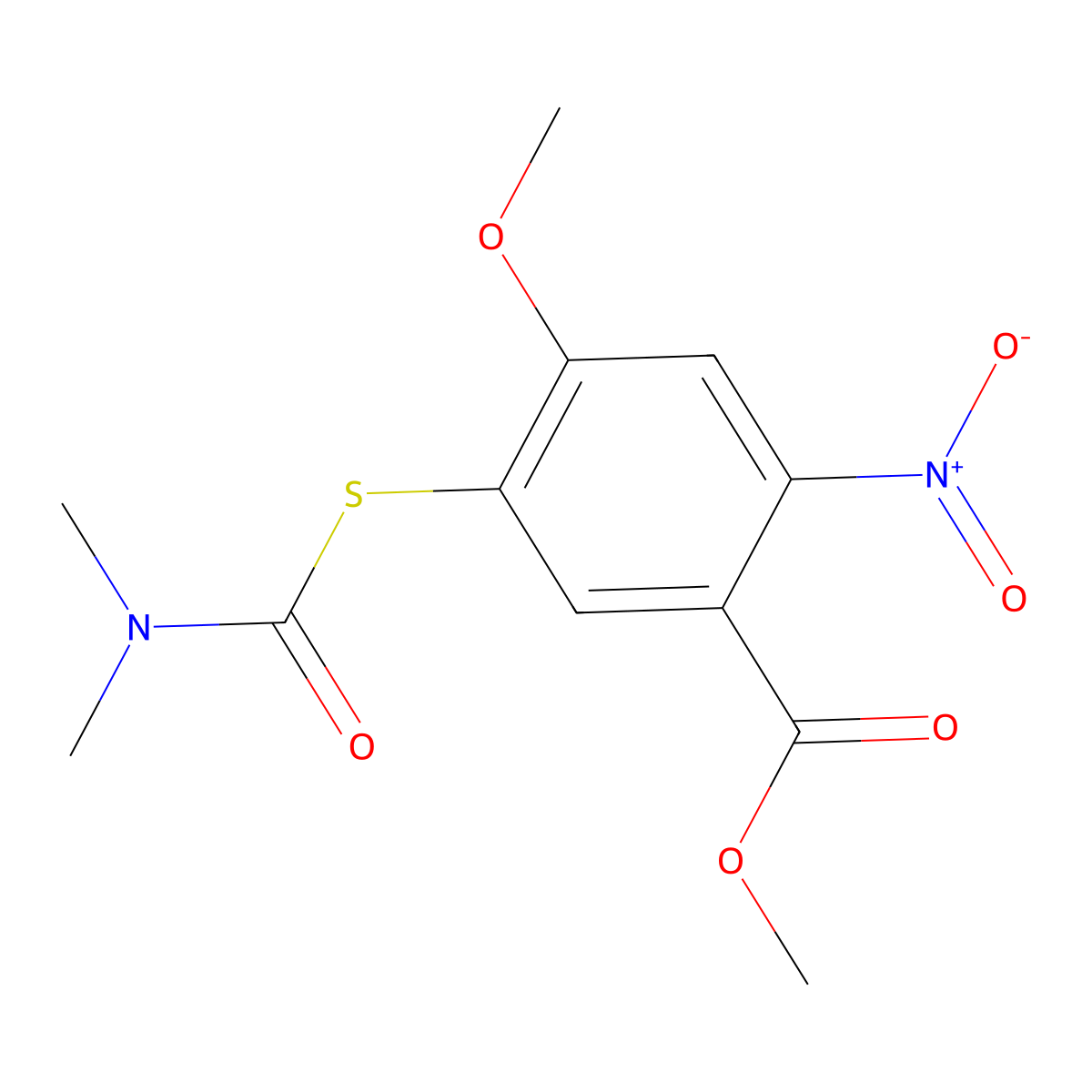 Methyl 5-[(dimethylcarbamoyl)sulfanyl]-4-methoxy-2-nitrobenzoate molecular structure, CAS 1384428-32-3