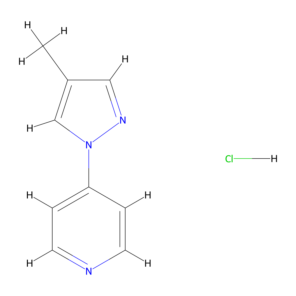 4-(4-methyl-1H-pyrazol-1-yl)pyridine hydrochloride molecular structure, CAS 1384428-36-7