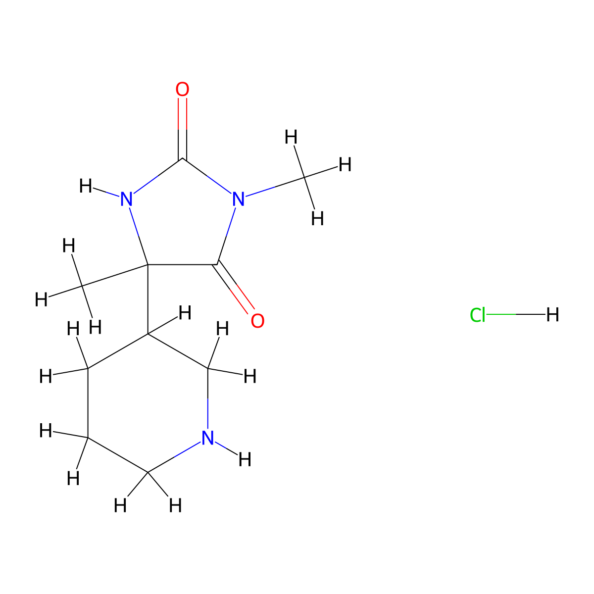 3,5-Dimethyl-5-(piperidin-3-yl)imidazolidine-2,4-dione hydrochloride molecular structure, CAS 1384428-44-7
