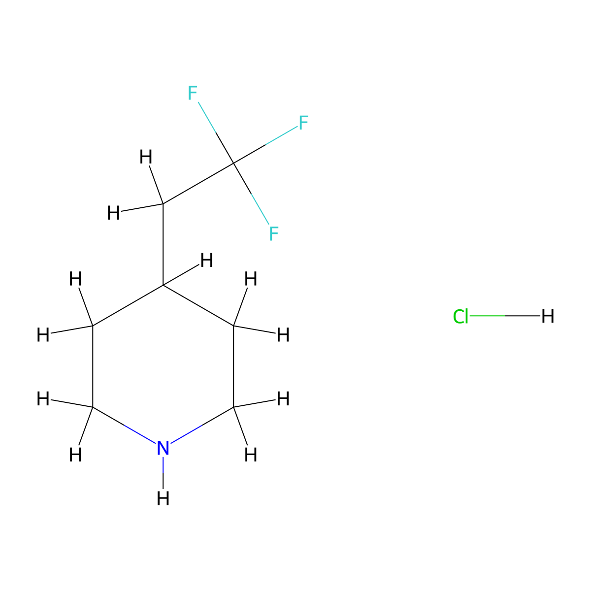 4-(2,2,2-Trifluoroethyl)piperidine hydrochloride molecular structure, CAS 1384428-45-8