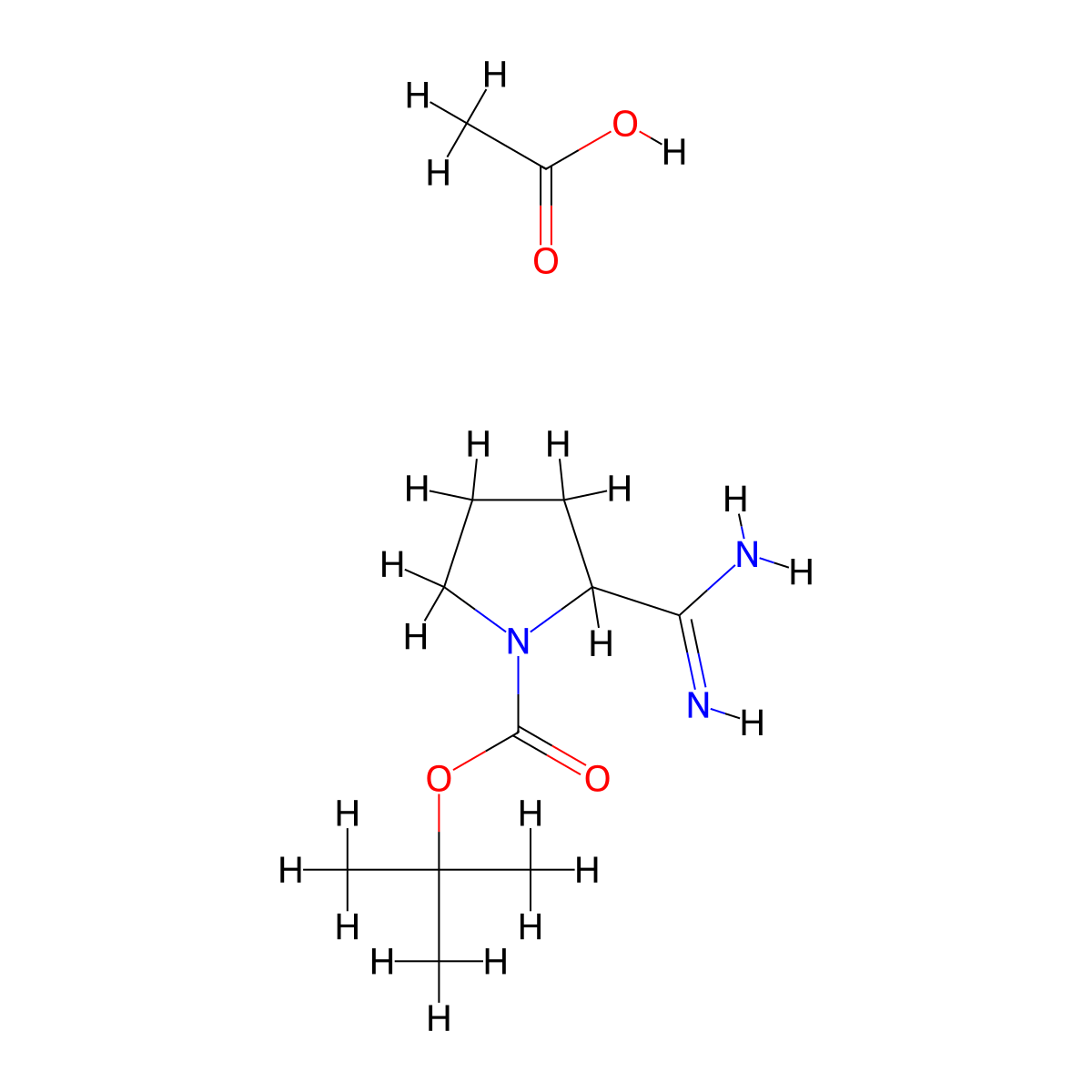 Tert-butyl 2-carbamimidoylpyrrolidine-1-carboxylate acetate molecular structure, CAS 1384428-47-0