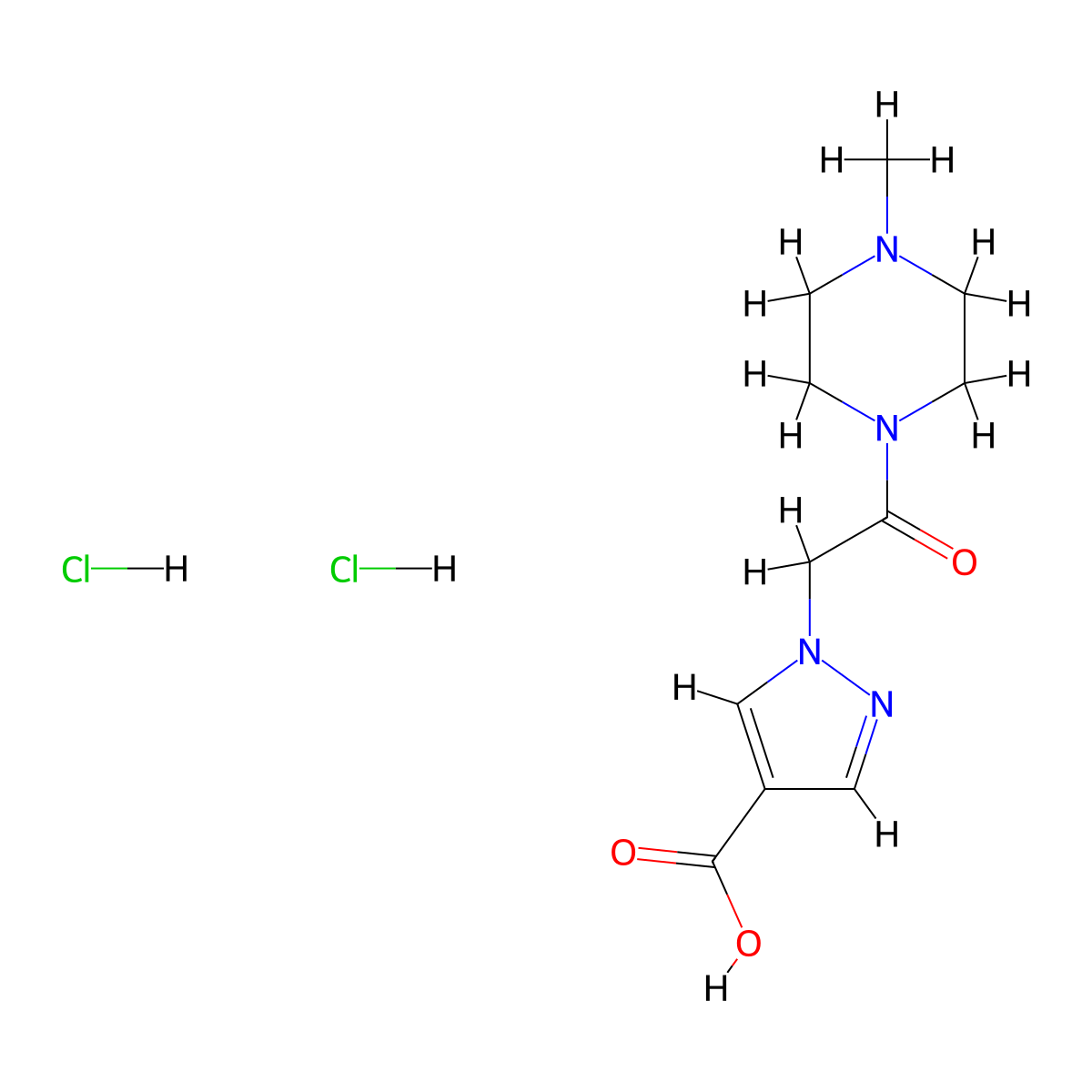1-[2-(4-methylpiperazin-1-yl)-2-oxoethyl]-1H-pyrazole-4-carboxylic acid dihydrochloride molecular structure, CAS 1384428-48-1