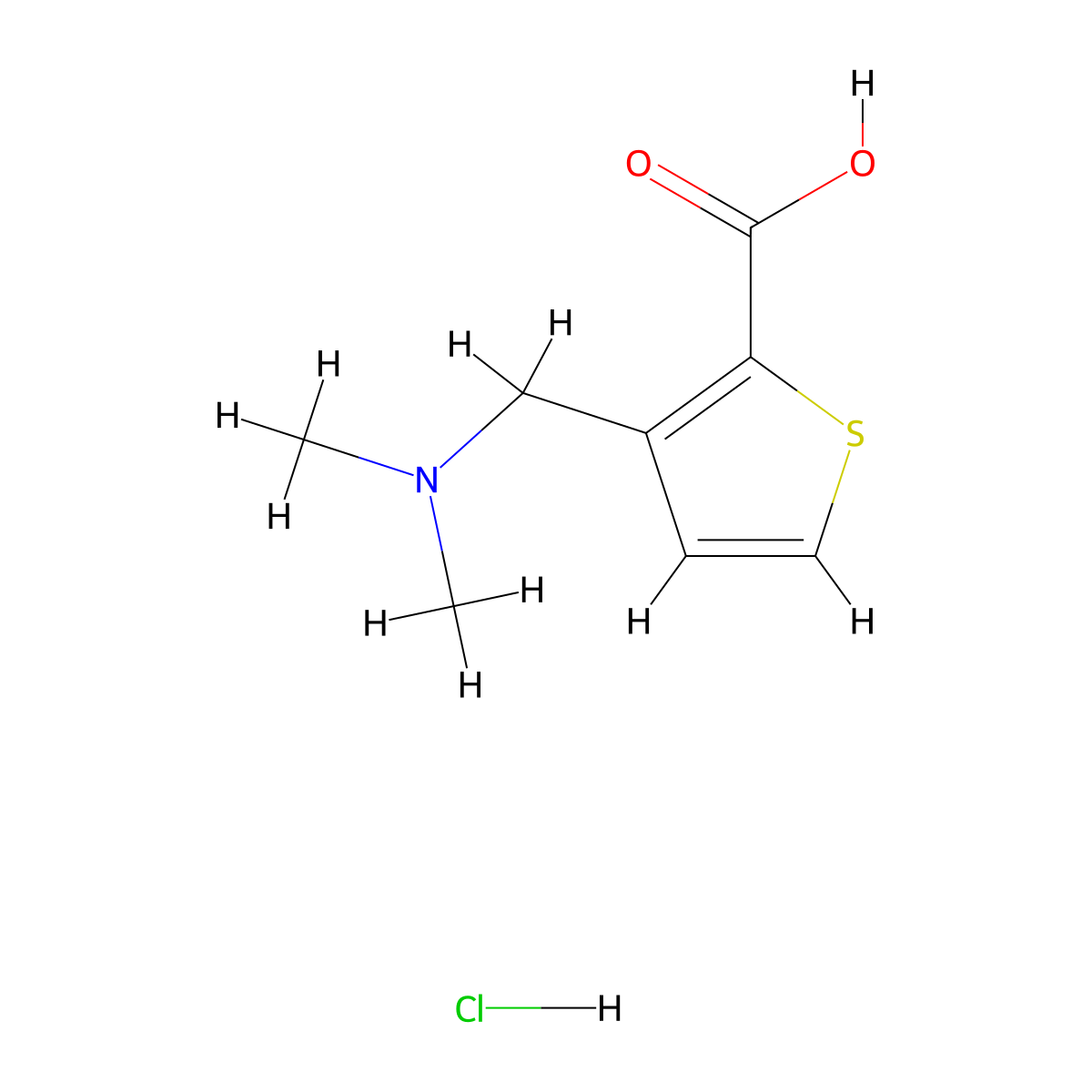 3-((Dimethylamino)methyl)thiophene-2-carboxylic acid hydrochloride molecular structure, CAS 1384428-49-2