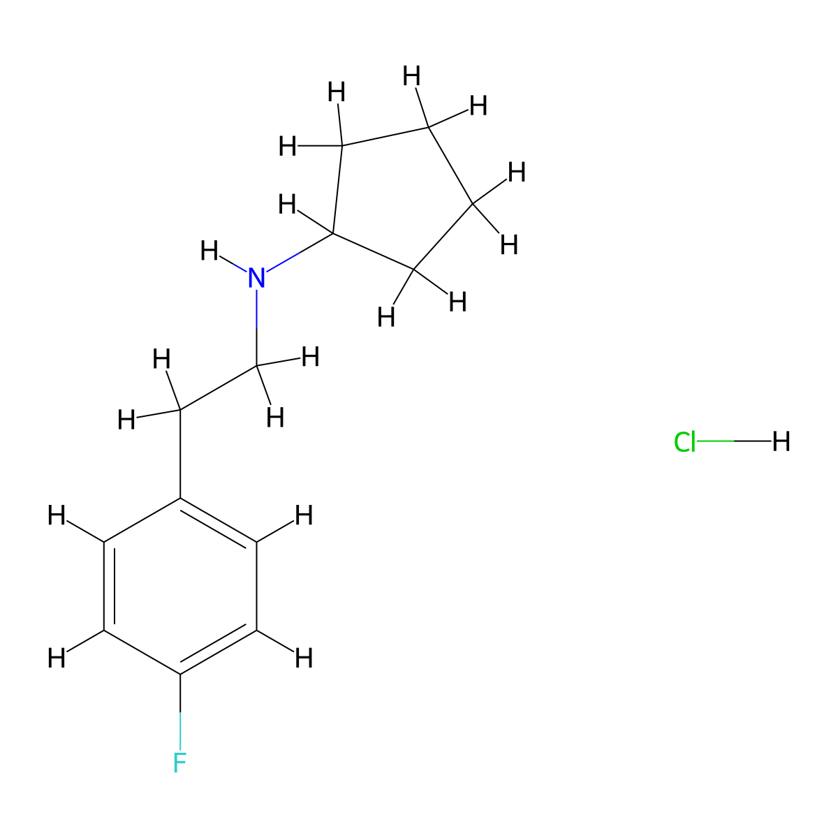 N-[2-(4-fluorophenyl)ethyl]cyclopentanamine hydrochloride molecular structure, CAS 1384428-50-5