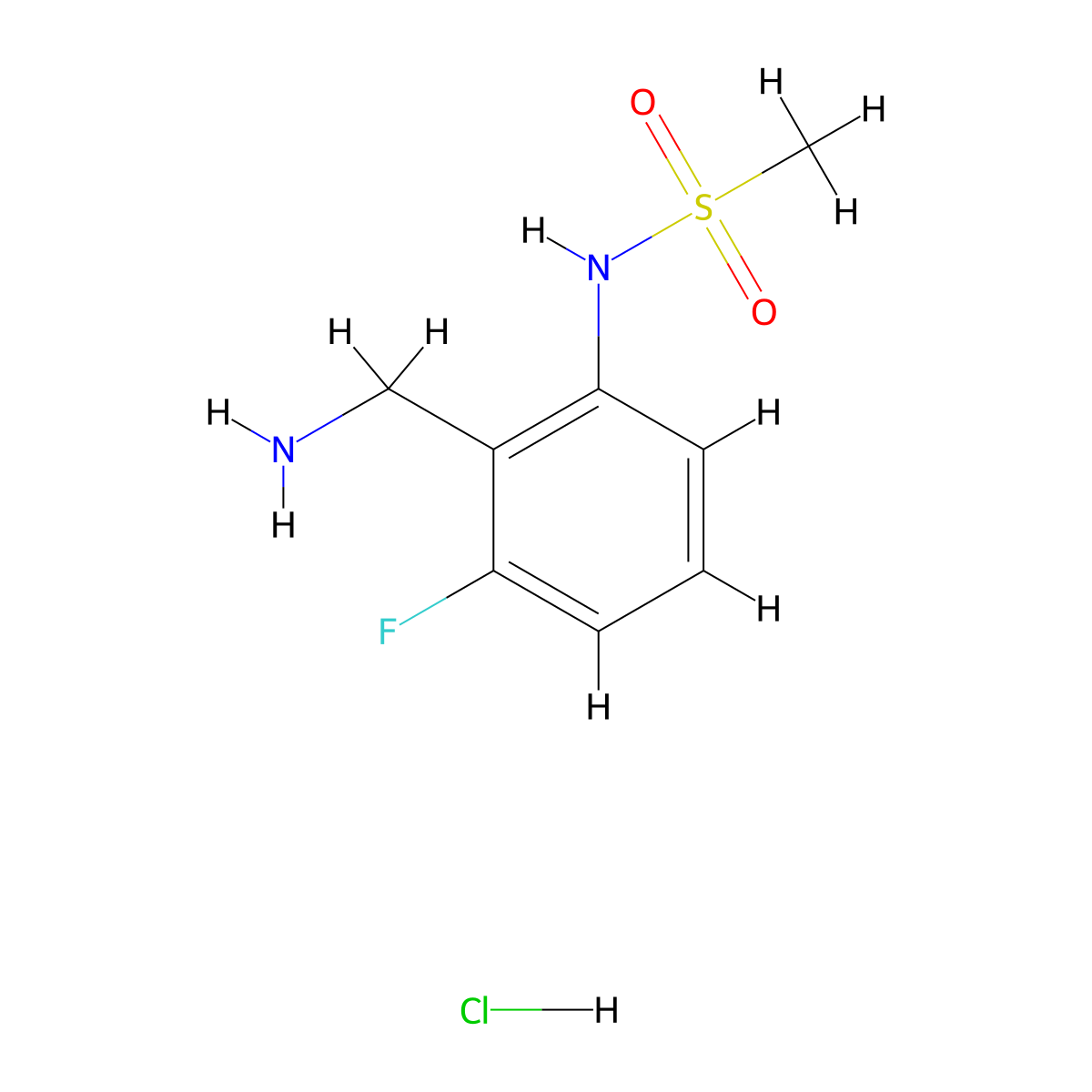 N-[2-(aminomethyl)-3-fluorophenyl]methanesulfonamide hydrochloride molecular structure, CAS 1384428-51-6