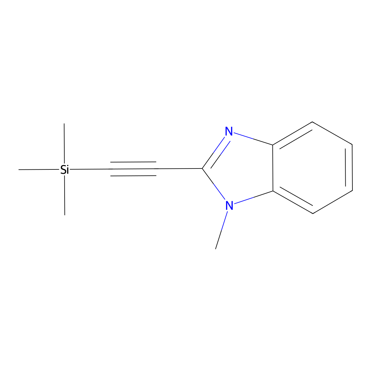 1-methyl-2-[2-(trimethylsilyl)ethynyl]-1H-1,3-benzodiazole molecular structure, CAS 1384428-52-7