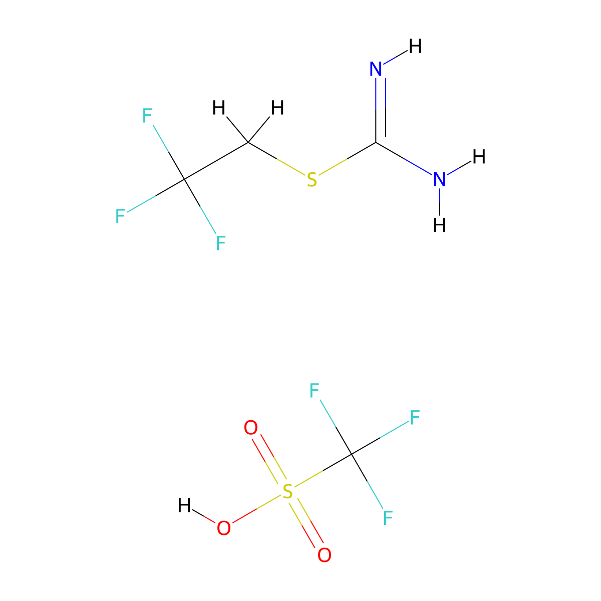 [(2,2,2-Trifluoroethyl)sulfanyl]methanimidamide; trifluoromethanesulfonic acid molecular structure, CAS 1384428-54-9