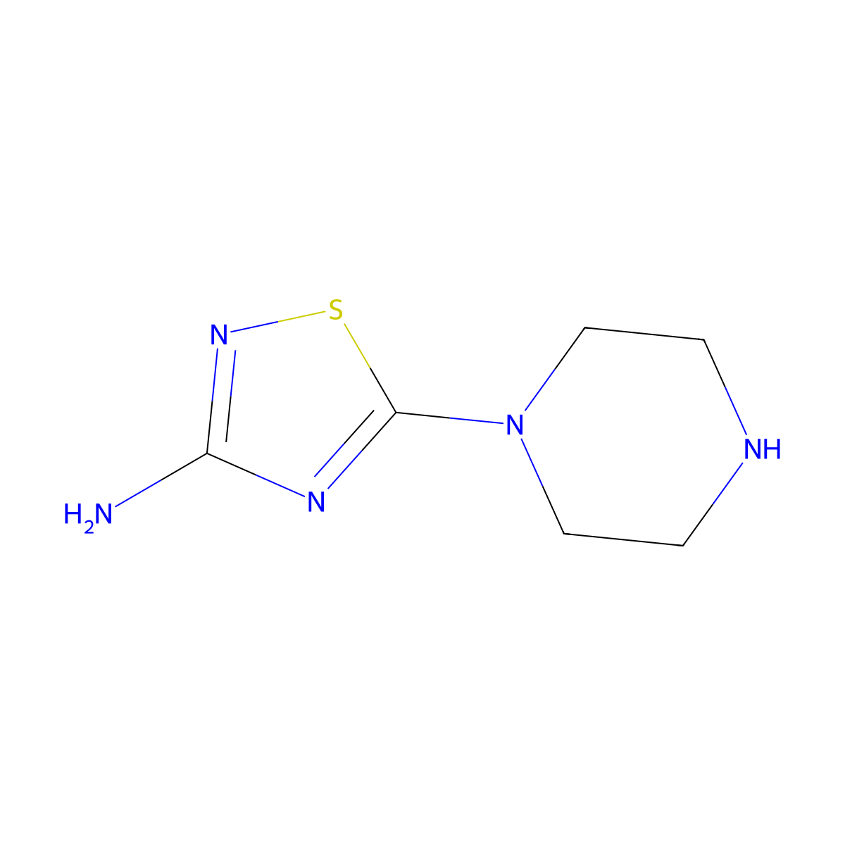 5-(Piperazin-1-yl)-1,2,4-thiadiazol-3-amine molecular structure, CAS 1384428-55-0