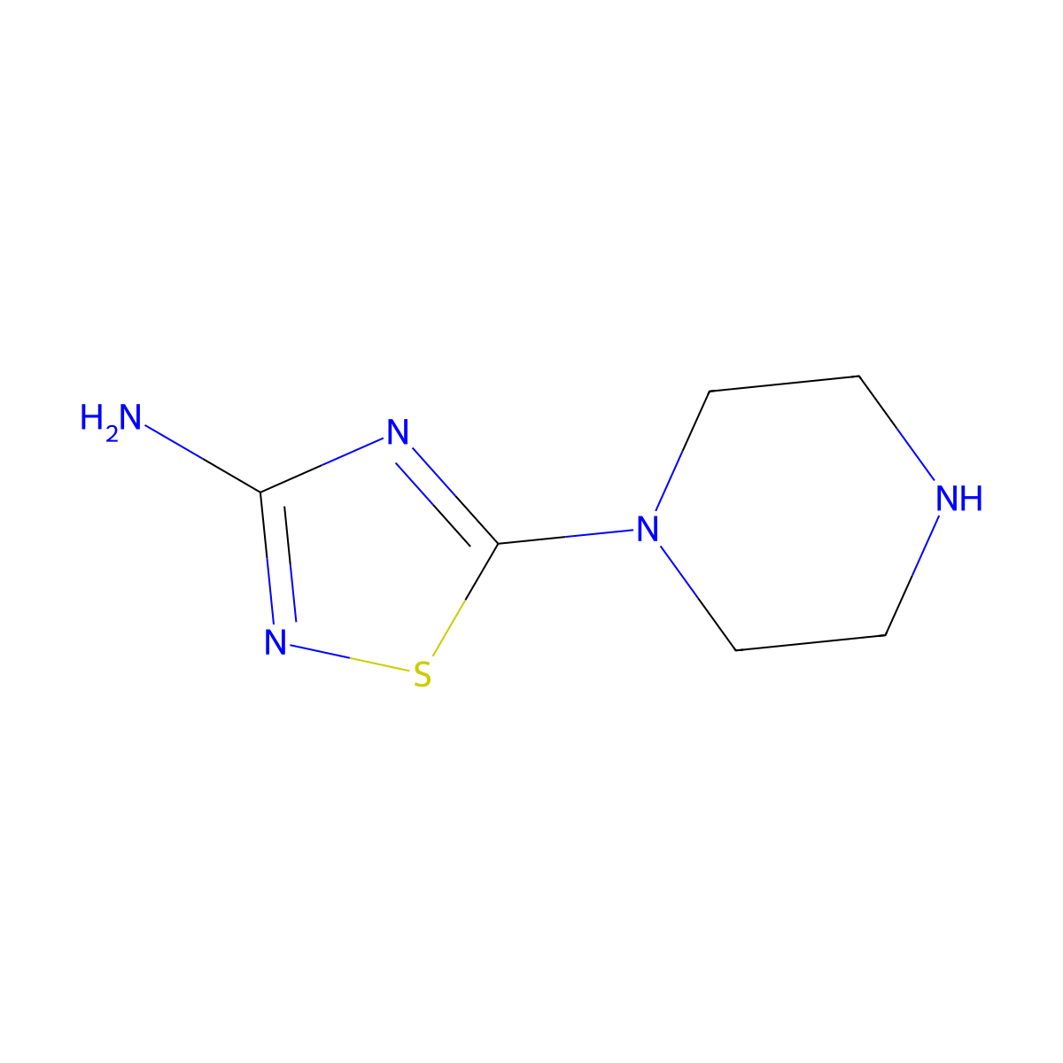 5-(Piperazin-1-yl)-1,2,4-thiadiazol-3-amine molecular structure, CAS 1384428-55-0