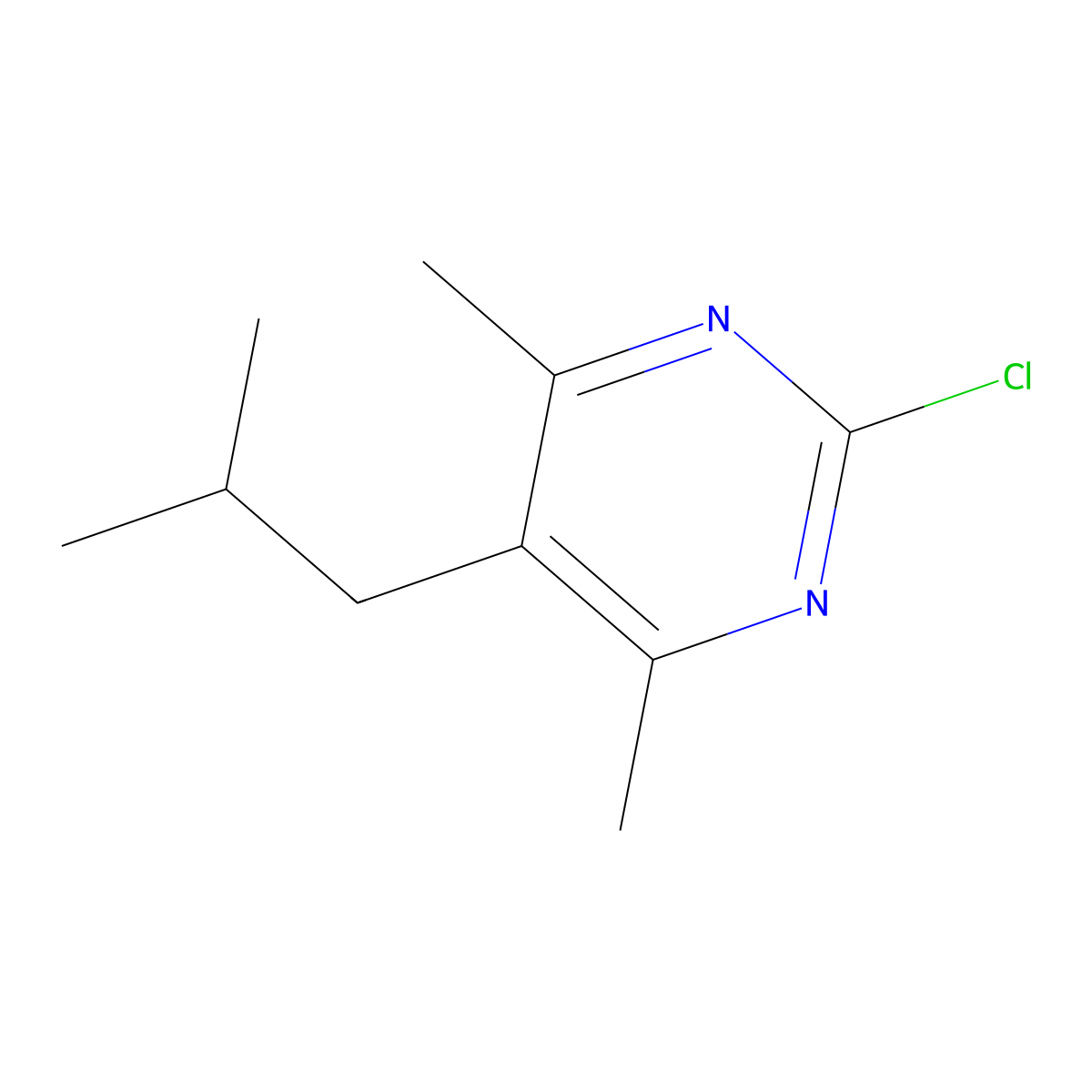 2-Chloro-4,6-dimethyl-5-(2-methylpropyl)pyrimidine molecular structure, CAS 1384428-62-9