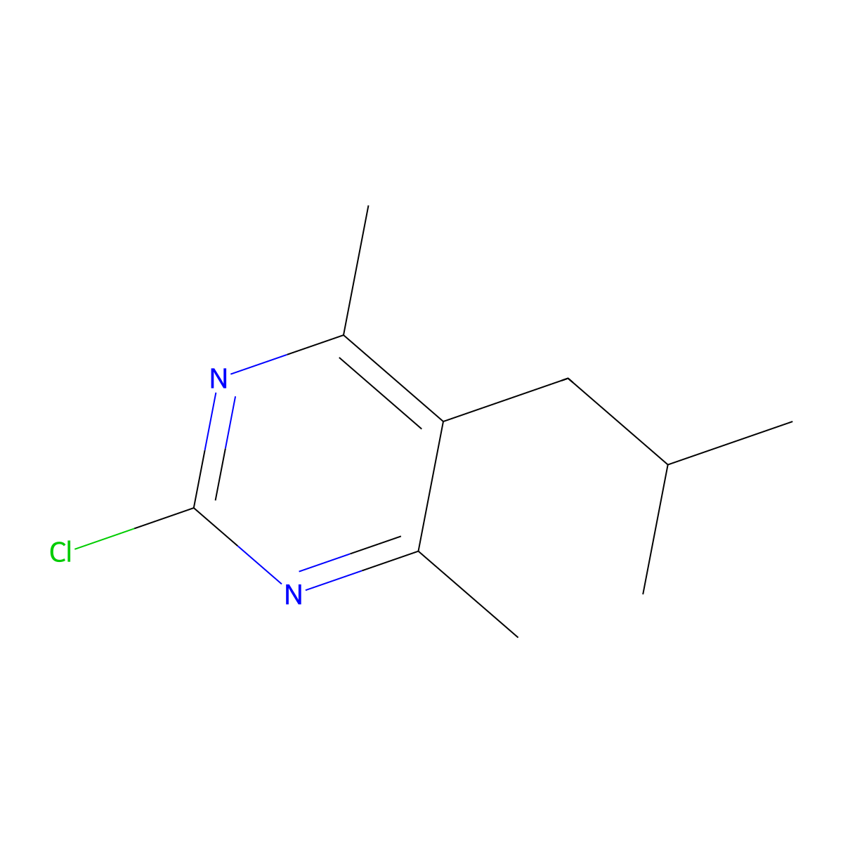 2-Chloro-4,6-dimethyl-5-(2-methylpropyl)pyrimidine molecular structure, CAS 1384428-62-9