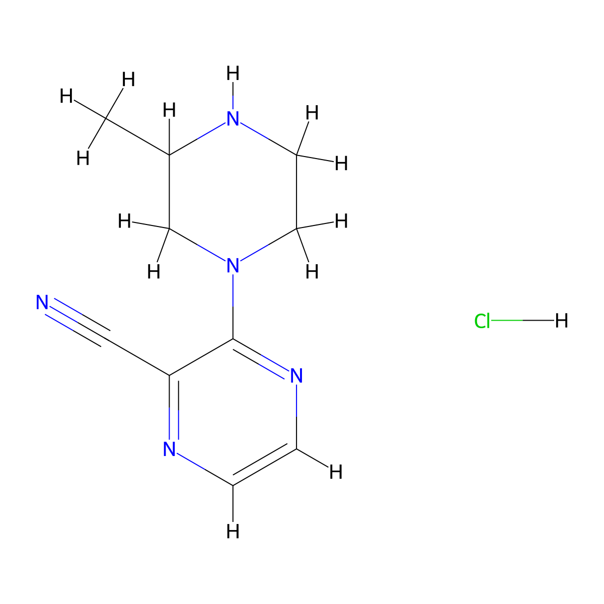 3-(3-Methylpiperazin-1-yl)pyrazine-2-carbonitrile hydrochloride molecular structure, CAS 1384428-66-3
