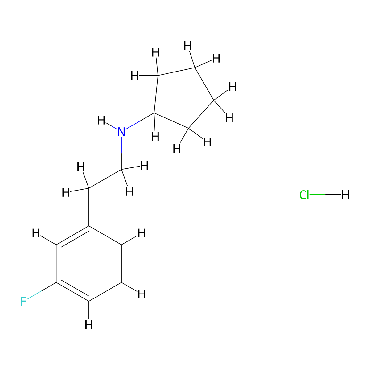 N-[2-(3-fluorophenyl)ethyl]cyclopentanamine hydrochloride molecular structure, CAS 1384428-73-2