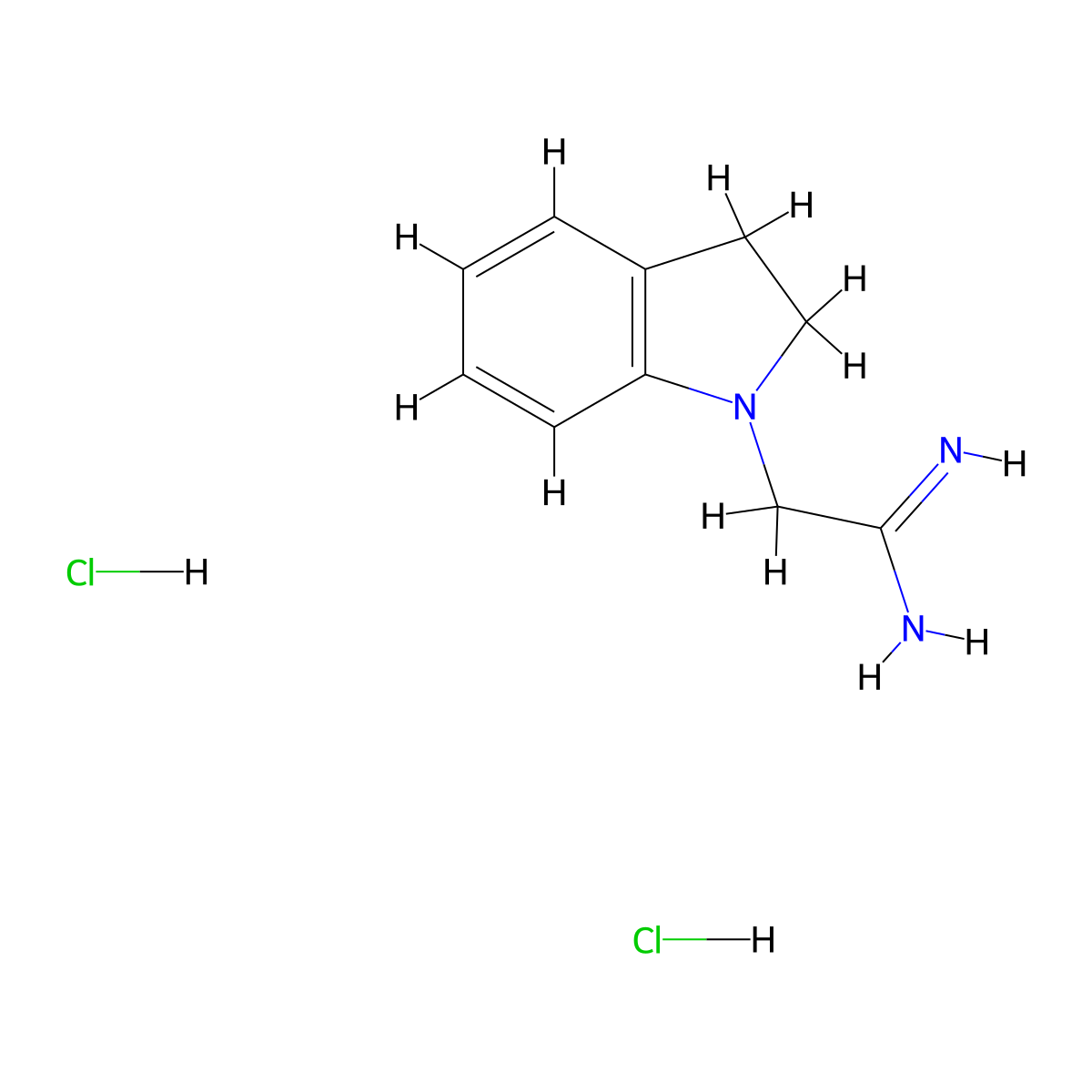 2-(2,3-dihydro-1H-indol-1-yl)ethanimidamide dihydrochloride molecular structure, CAS 1384428-76-5