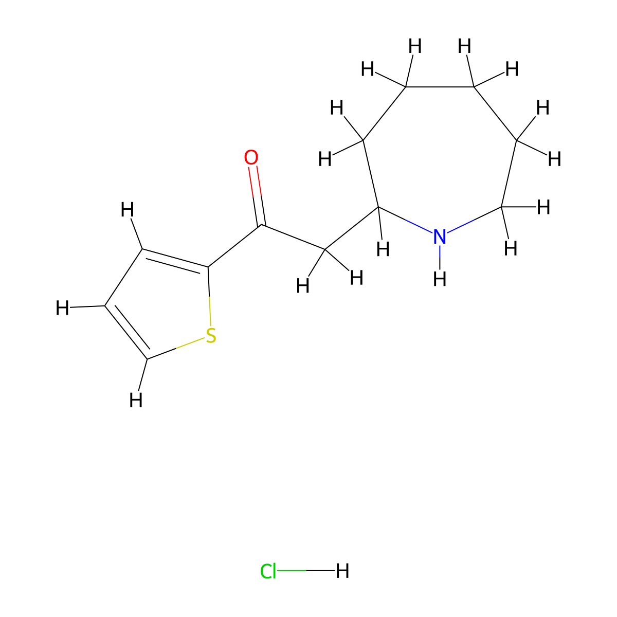 2-(Azepan-2-yl)-1-(thiophen-2-yl)ethan-1-one hydrochloride molecular structure, CAS 1384428-79-8