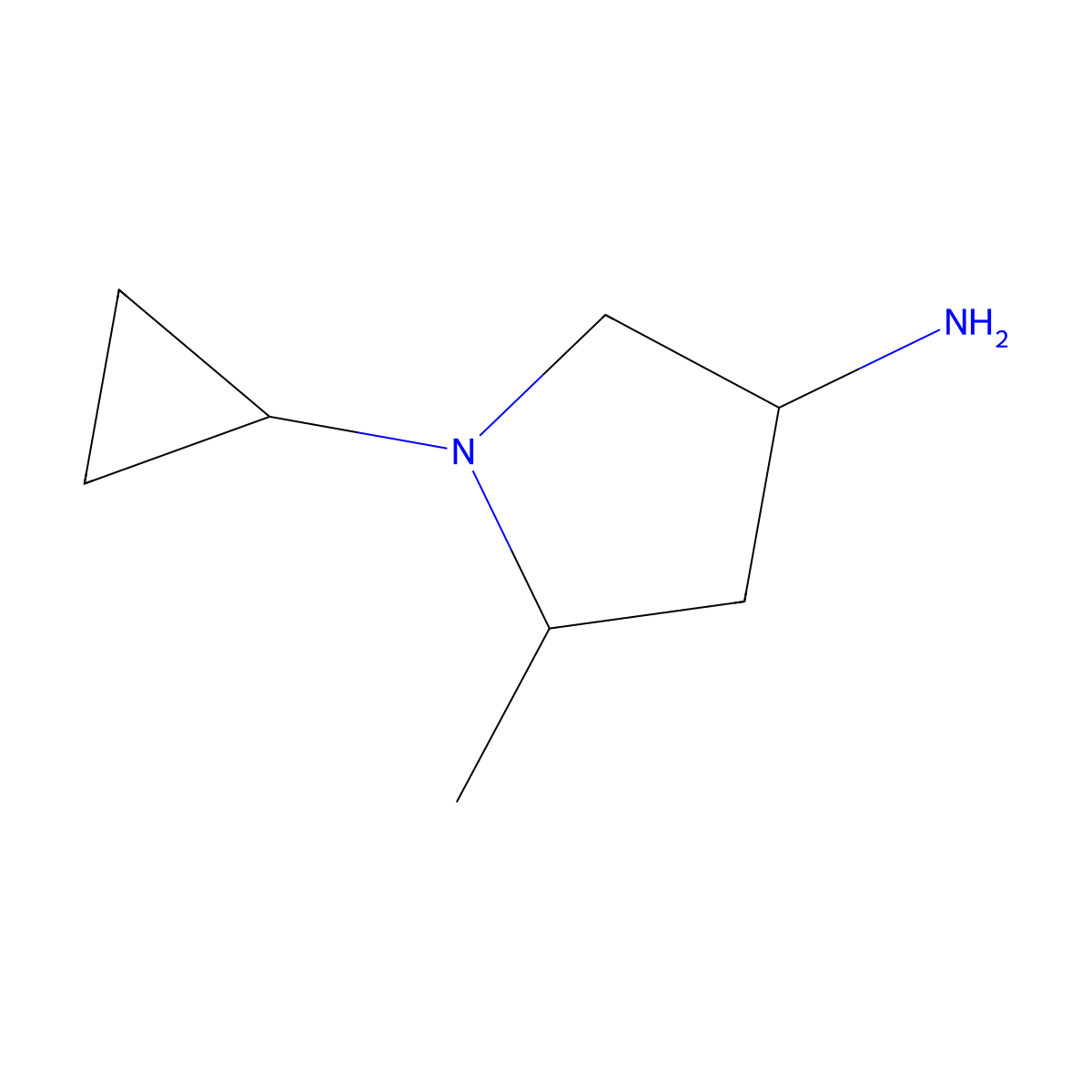 1-Cyclopropyl-5-methylpyrrolidin-3-amine molecular structure, CAS 1384428-99-2