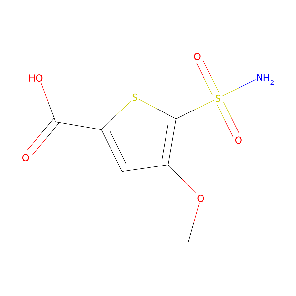 4-Methoxy-5-sulfamoylthiophene-2-carboxylic acid molecular structure, CAS 1384429-01-9