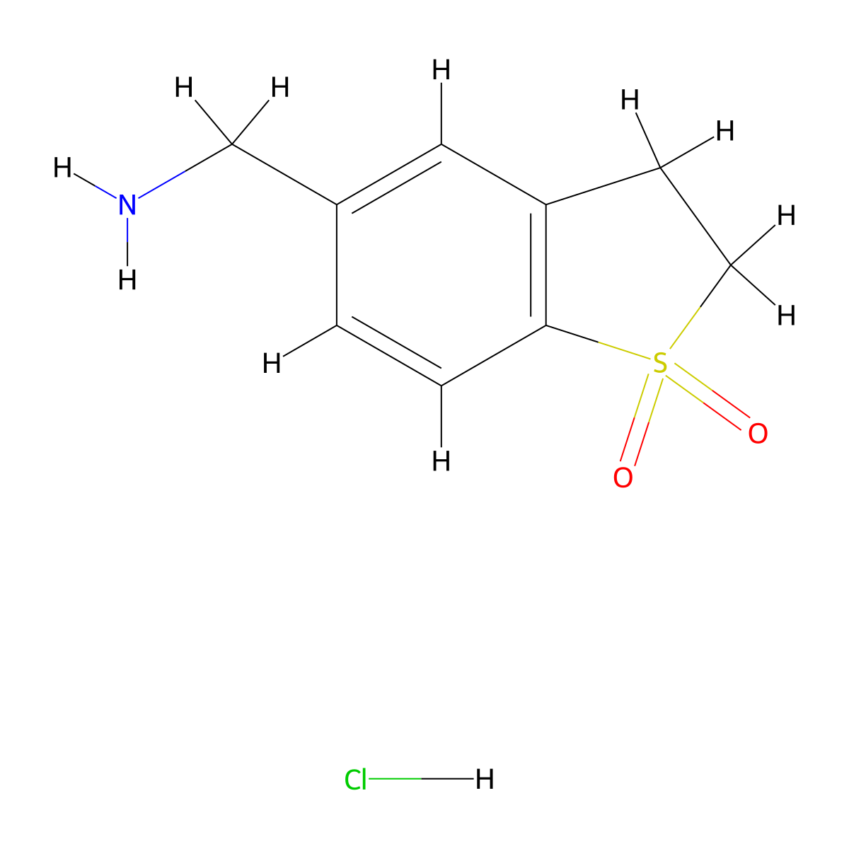 5-(Aminomethyl)-2,3-dihydro-1lambda6-benzothiophene-1,1-dione hydrochloride molecular structure, CAS 1384429-07-5