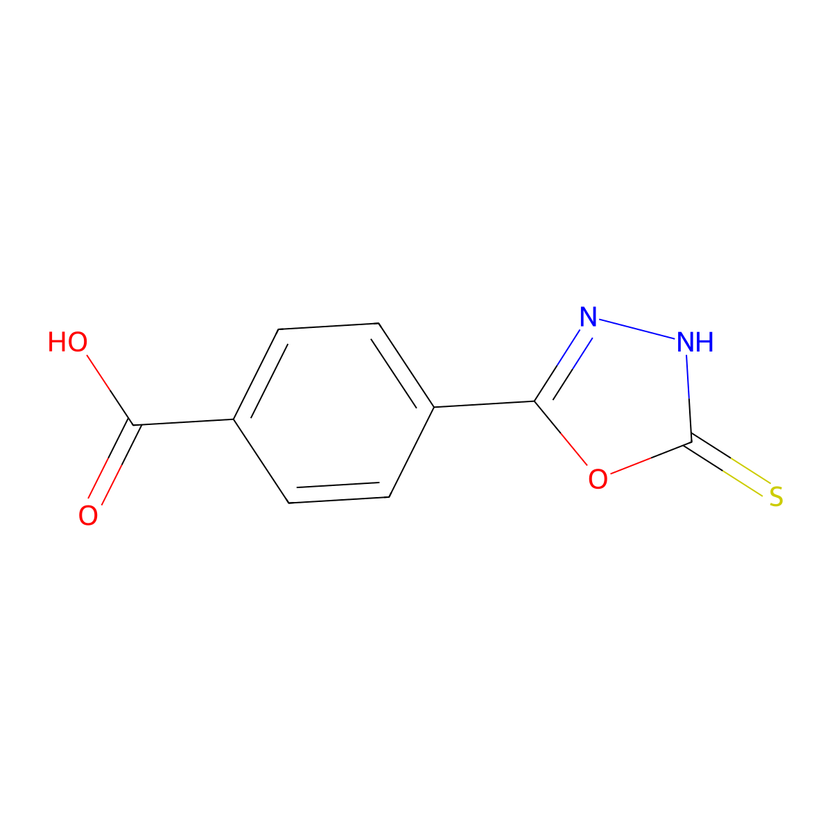 4-(5-Sulfanyl-1,3,4-oxadiazol-2-yl)benzoic acid molecular structure, CAS 1384429-10-0
