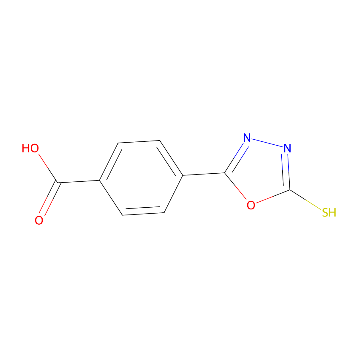 4-(5-Sulfanyl-1,3,4-oxadiazol-2-yl)benzoic acid molecular structure, CAS 1384429-10-0