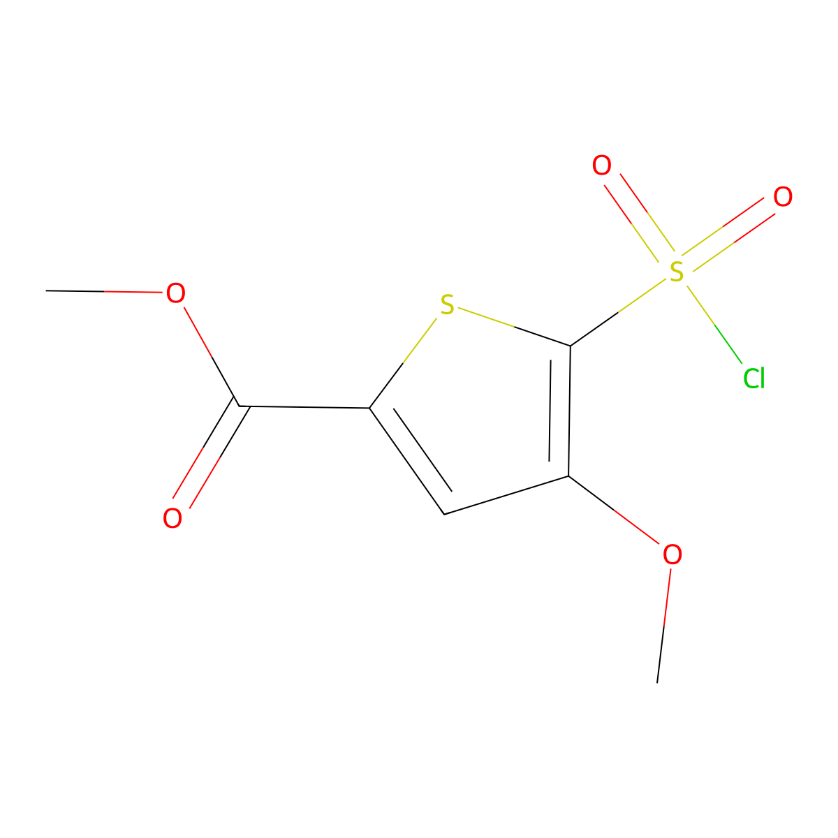 2-Thiophenecarboxylic acid, 5-(chlorosulfonyl)-4-methoxy-, methyl ester molecular structure, CAS 1384429-11-1