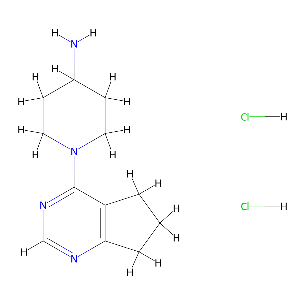 1-{5H,6H,7H-cyclopenta[d]pyrimidin-4-yl}piperidin-4-amine dihydrochloride molecular structure, CAS 1384429-19-9
