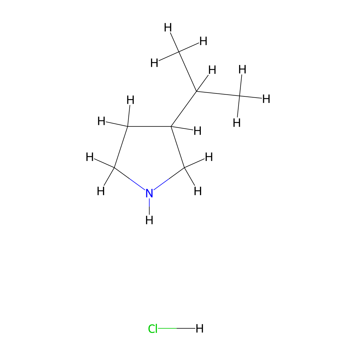 3-(Propan-2-yl)pyrrolidine hydrochloride molecular structure, CAS 1384429-21-3