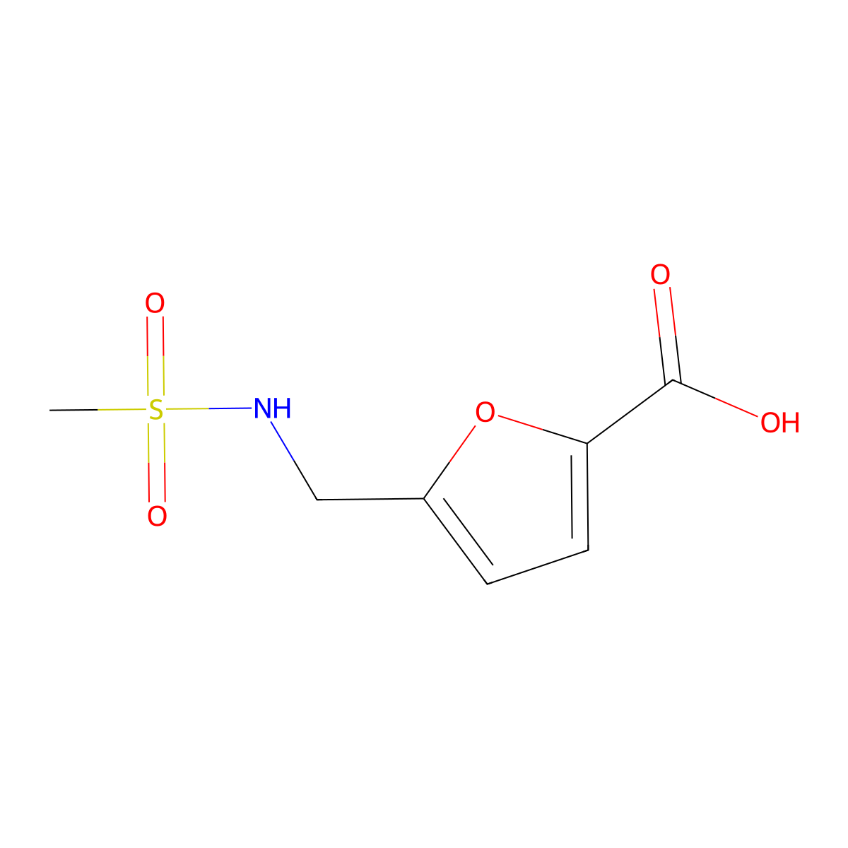 5-(Methanesulfonamidomethyl)furan-2-carboxylic acid molecular structure, CAS 1384429-22-4