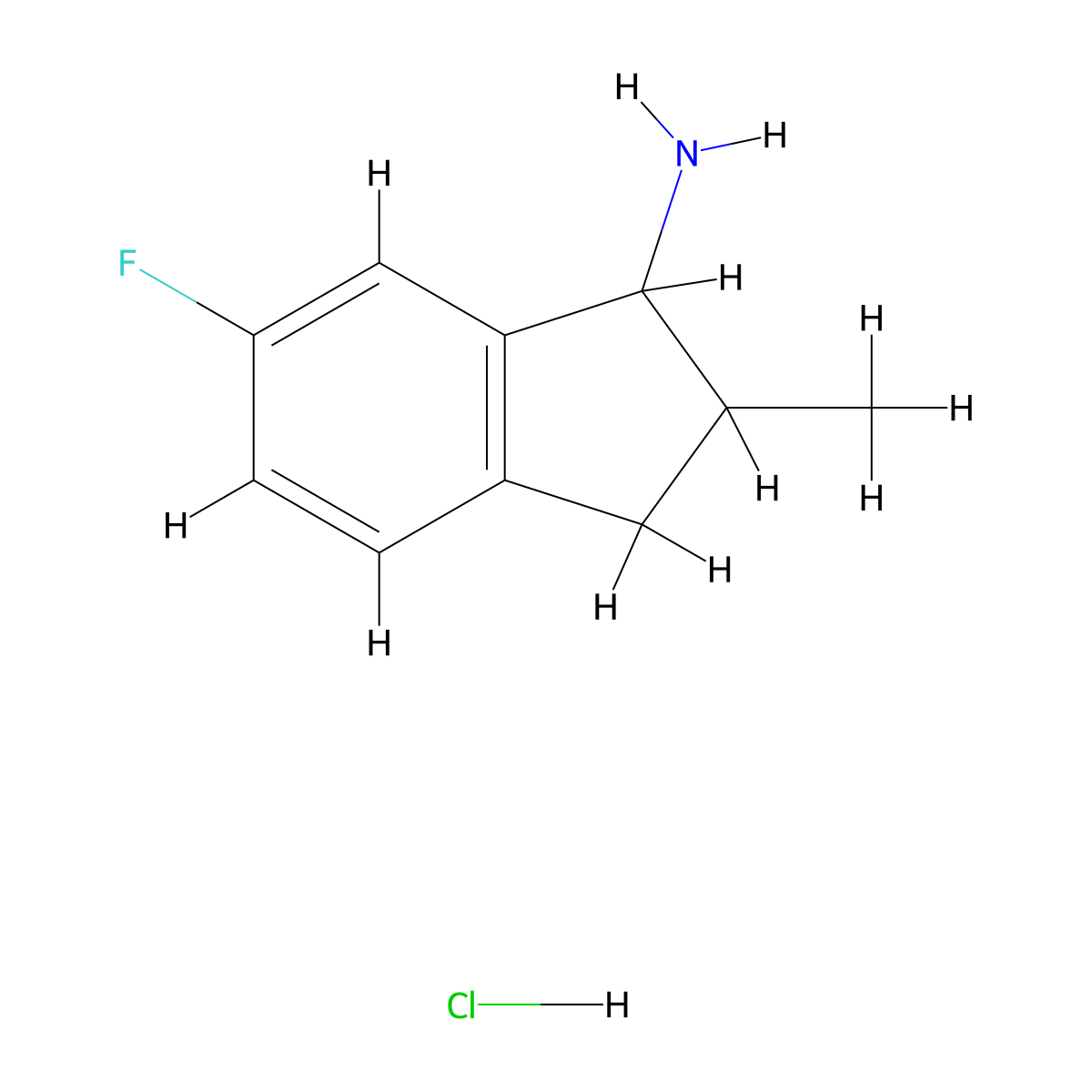 6-fluoro-2-methyl-2,3-dihydro-1H-inden-1-amine hydrochloride molecular structure, CAS 1384429-27-9