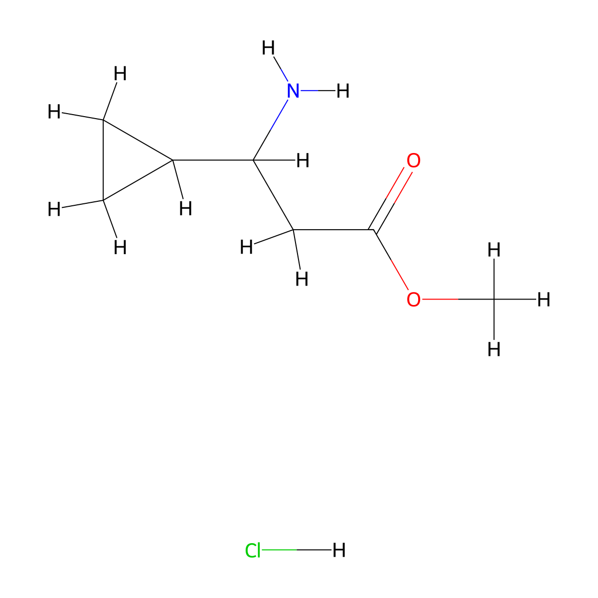 Methyl 3-amino-3-cyclopropylpropanoate hydrochloride molecular structure, CAS 1384429-30-4