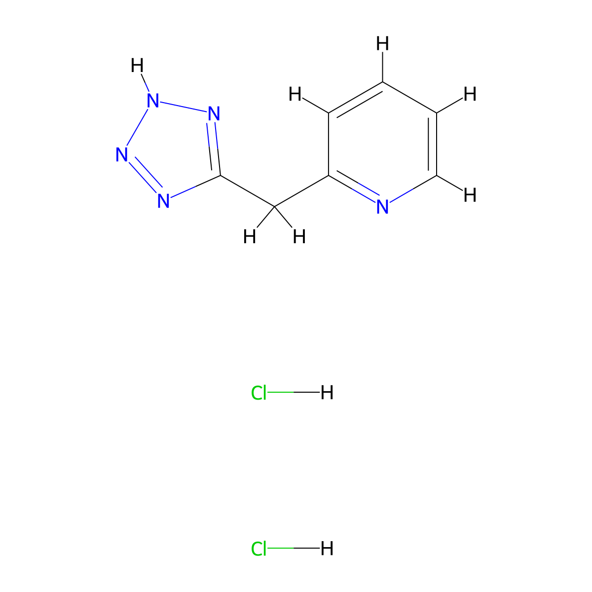 2-(1H-1,2,3,4-tetrazol-5-ylmethyl)pyridine dihydrochloride molecular structure, CAS 1384429-33-7