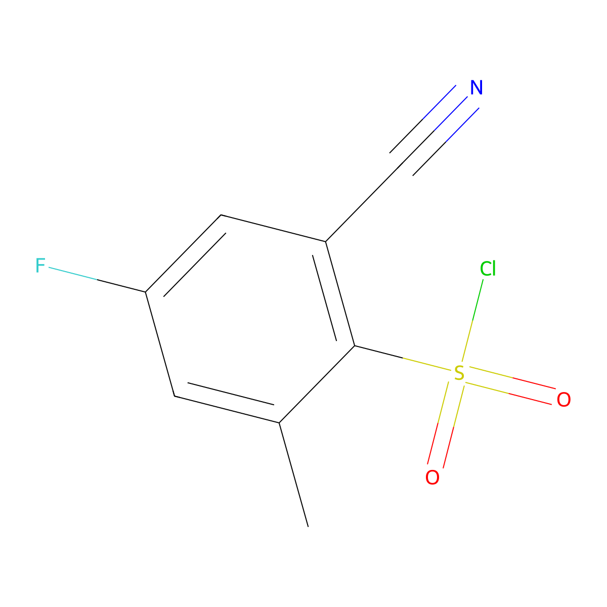 2-Cyano-4-fluoro-6-methylbenzene-1-sulfonyl chloride molecular structure, CAS 1384429-35-9