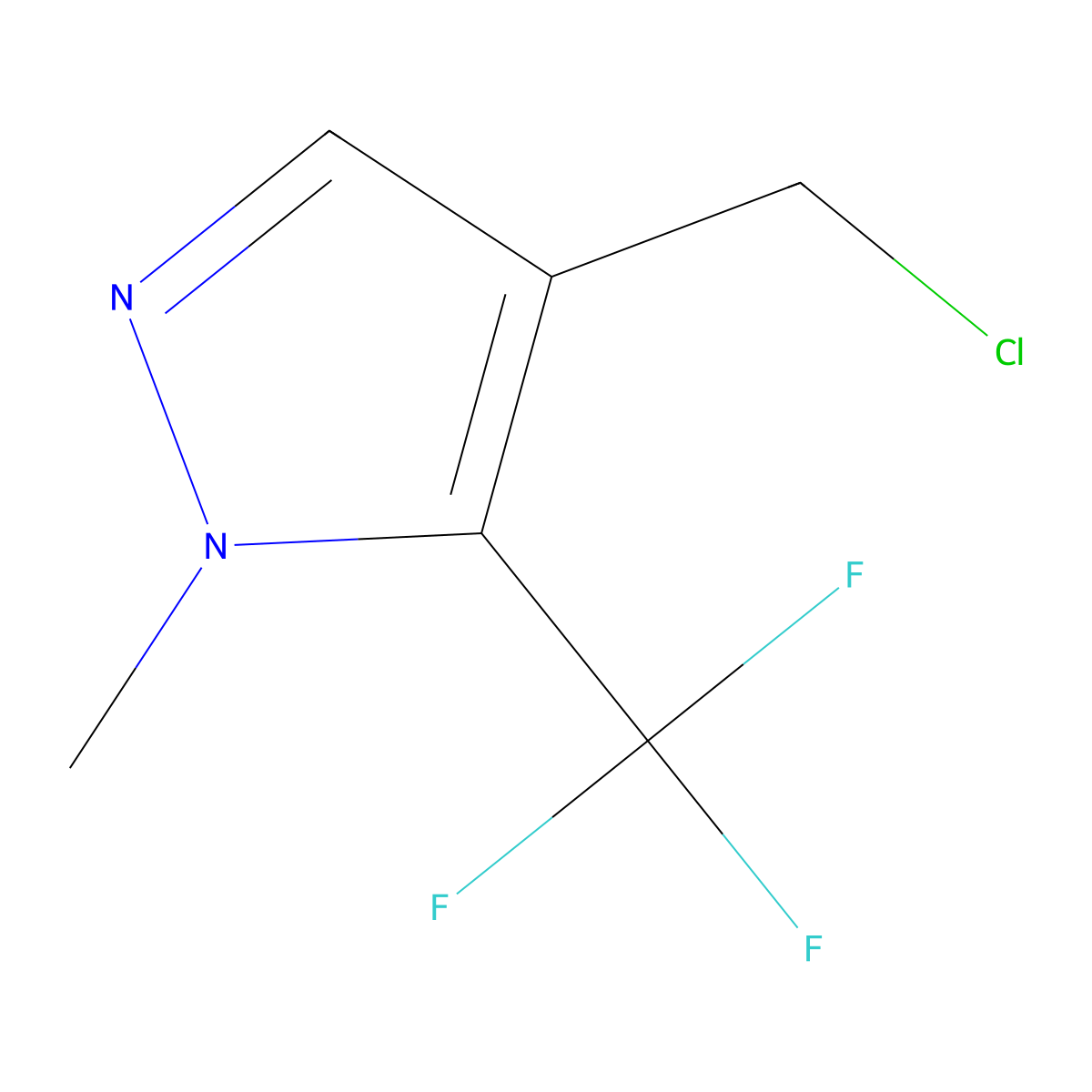 4-(chloromethyl)-1-methyl-5-(trifluoromethyl)-1H-pyrazole molecular structure, CAS 1384429-36-0