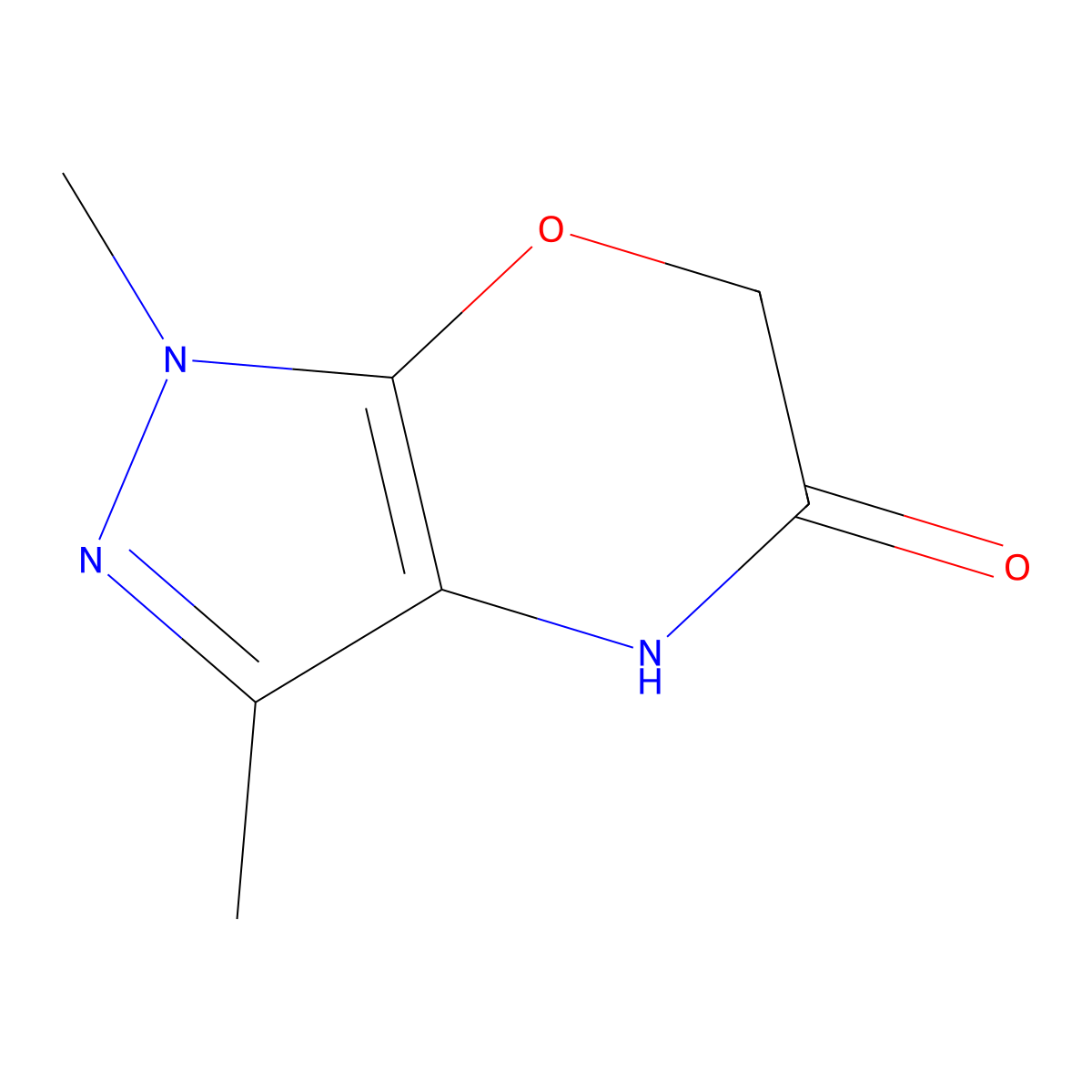 1,3-dimethyl-1H,4H,5H,6H-pyrazolo[3,4-b][1,4]oxazin-5-one molecular structure, CAS 1384429-41-7