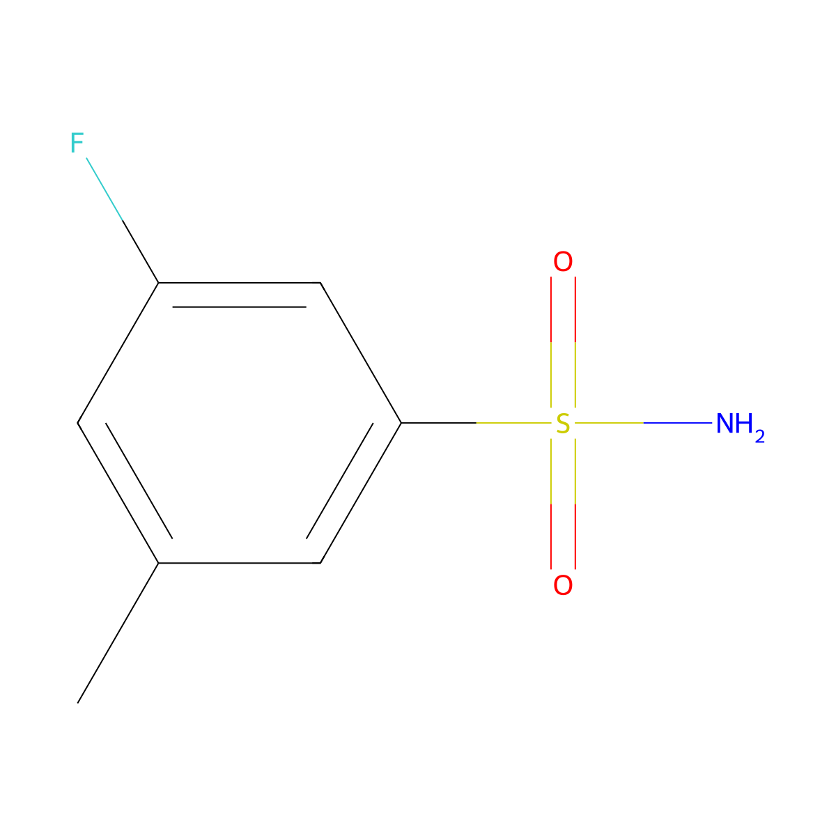 Benzenesulfonamide, 3-fluoro-5-methyl- molecular structure, CAS 1384429-42-8