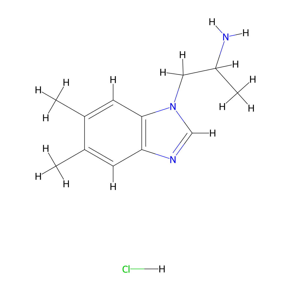 1-(5,6-dimethyl-1H-1,3-benzodiazol-1-yl)propan-2-amine hydrochloride molecular structure, CAS 1384429-46-2