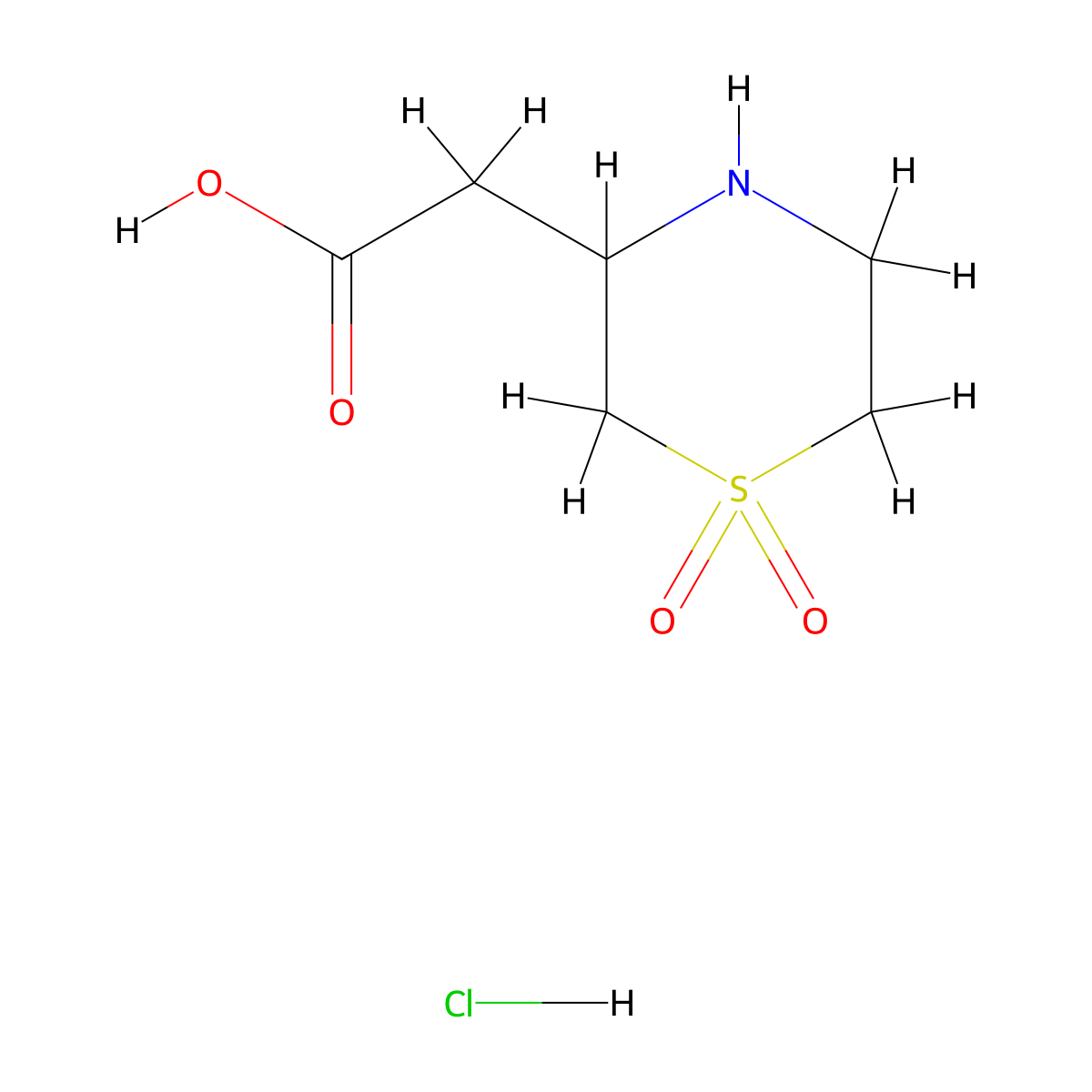 2-(1,1-Dioxo-1lambda6-thiomorpholin-3-yl)acetic acid hydrochloride molecular structure, CAS 1384429-47-3