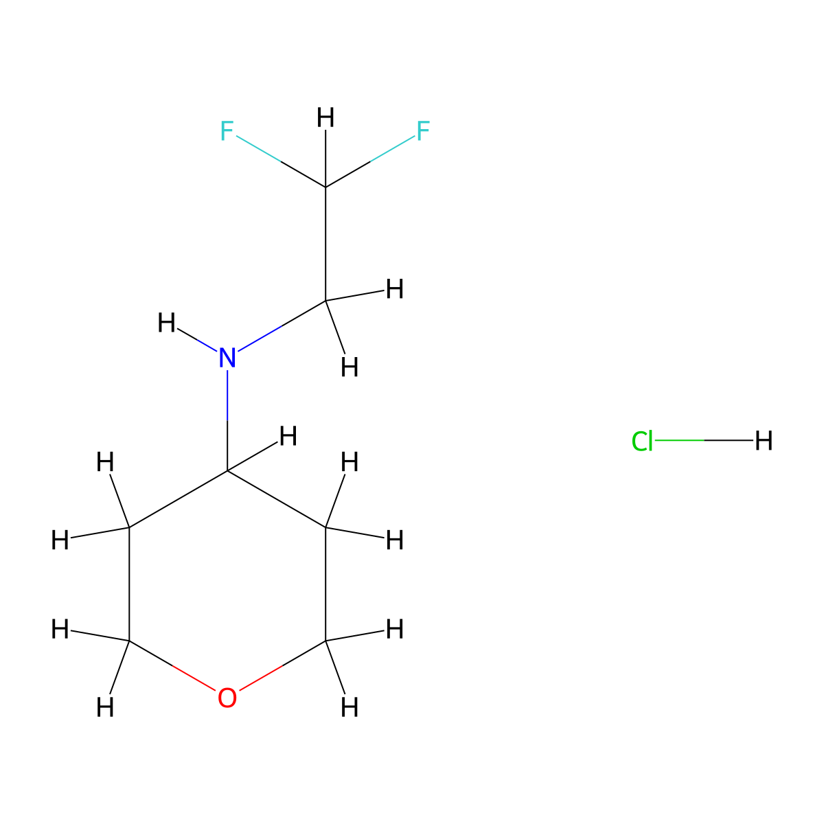 N-(2,2-difluoroethyl)oxan-4-amine hydrochloride molecular structure, CAS 1384429-56-4