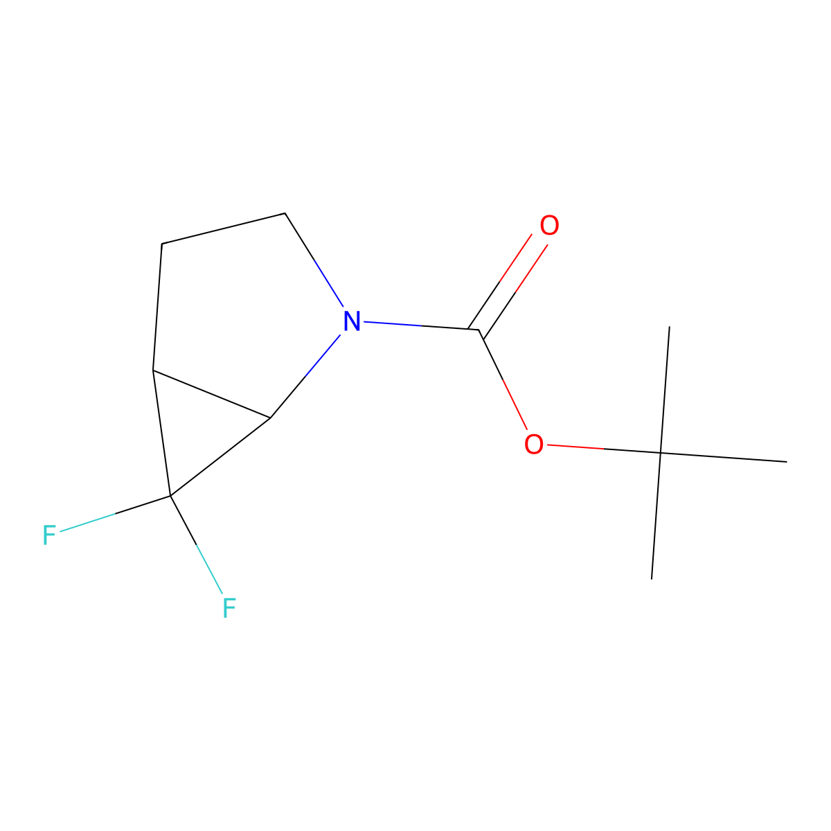 Tert-butyl 6,6-difluoro-2-azabicyclo(3.1.0)hexane-2-carboxylate molecular structure, CAS 1384429-58-6