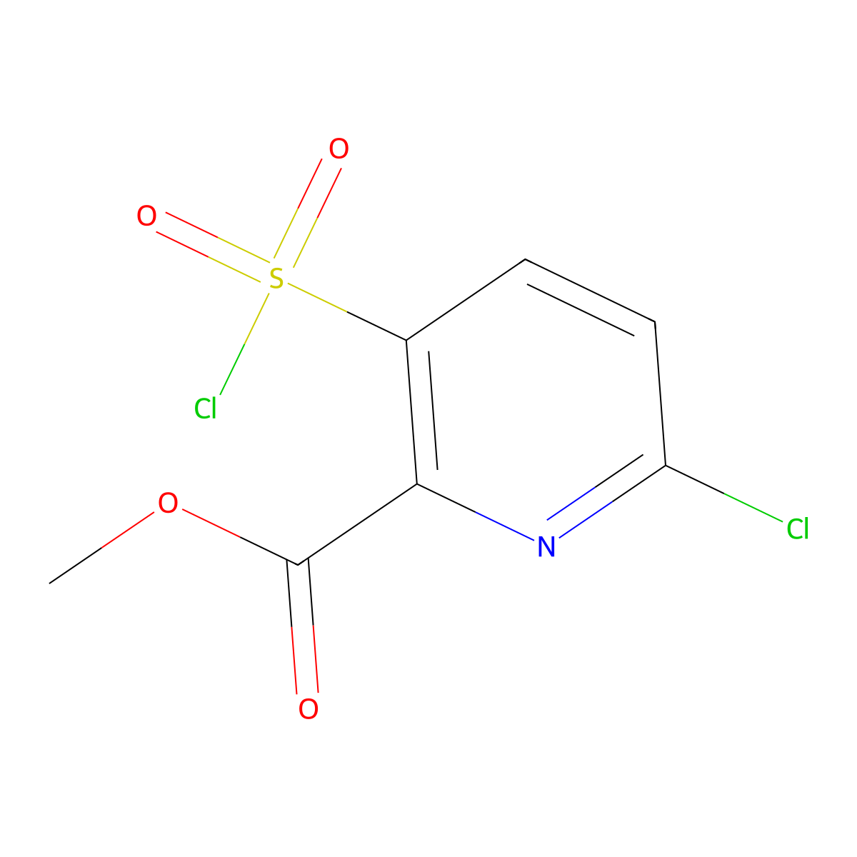 2-Pyridinecarboxylic acid, 6-chloro-3-(chlorosulfonyl)-, methyl ester molecular structure, CAS 1384429-79-1